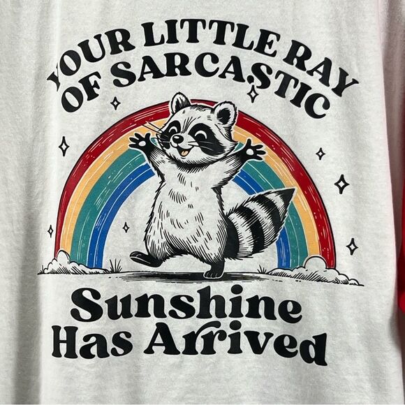 Gildan Red and White Sarcastic Sloth Raglan Baseball Tee - Picture 3 of 8